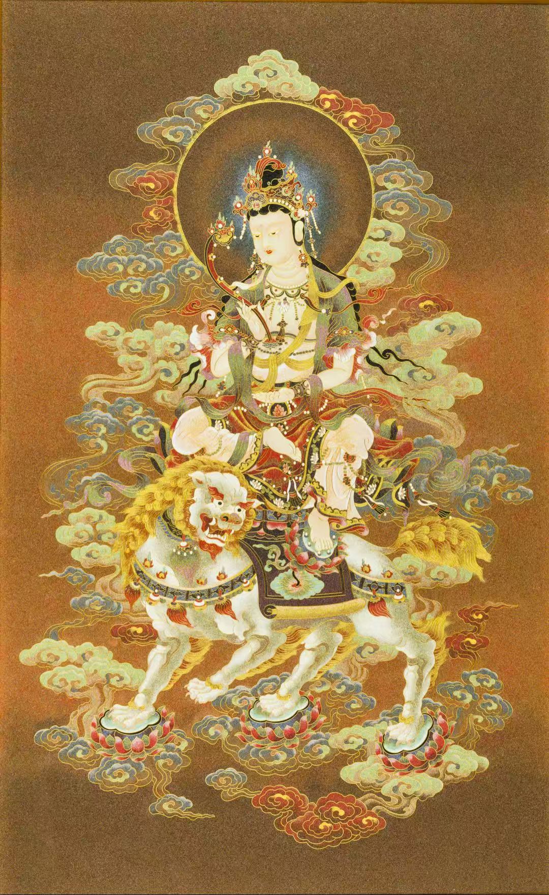 Manjushri Bodhisattva Mounted on a Lion（驾狮文殊菩萨）