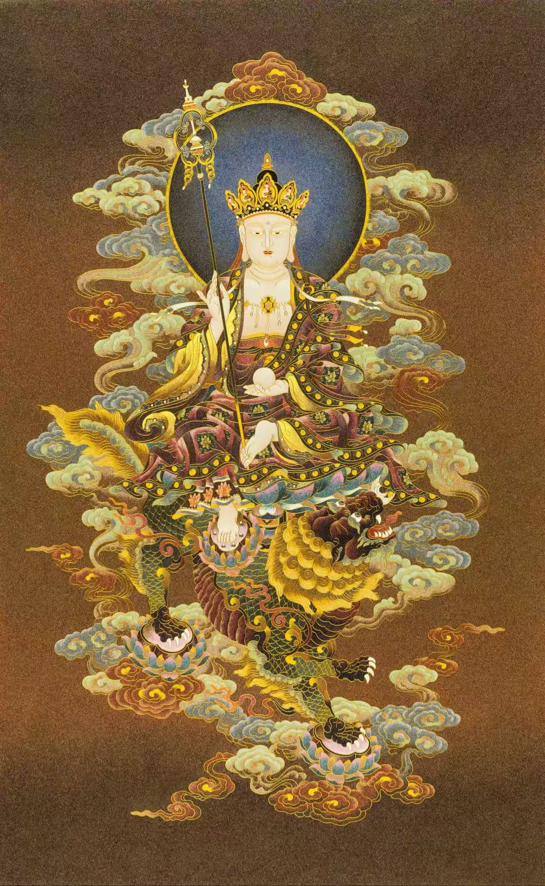 Riding and listening to Ksitigarbha Bodhisattva 骑谛听地藏菩萨